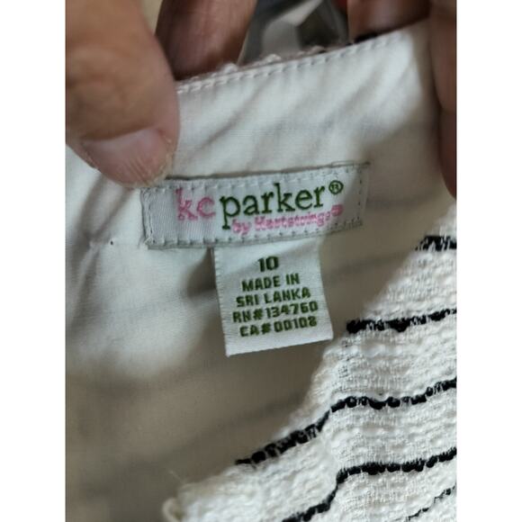 3874)KC Parker Heartstrings Girl Sleeveless  Black Stripe Floral Party Dress 10 - Picture 8 of 8